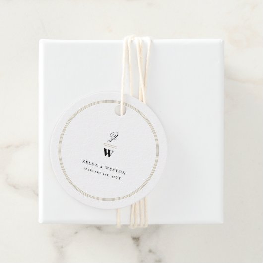 クラシックバーダブルモノグラムモダンフォト結婚ズ フェイバータグ (インサイチュ)