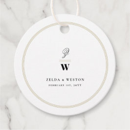 クラシックバーダブルモノグラムモダンフォト結婚ズ フェイバータグ