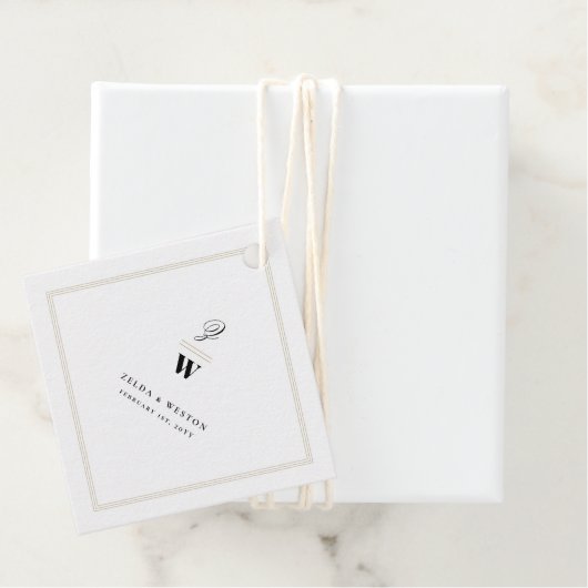 クラシックバーダブルモノグラムモダンフォト結婚ズ フェイバータグ (インサイチュ)