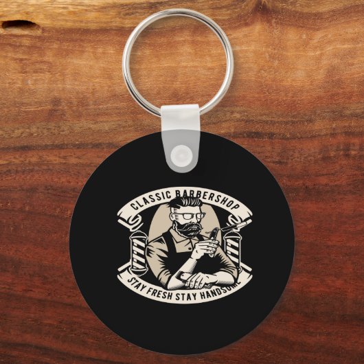 クラシックバーバーショップステイ新鮮なステイ キーホルダー (正面)
