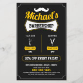 クラシックバーバーショップヘアカットひげそり理容師ショップ チラシ (正面)