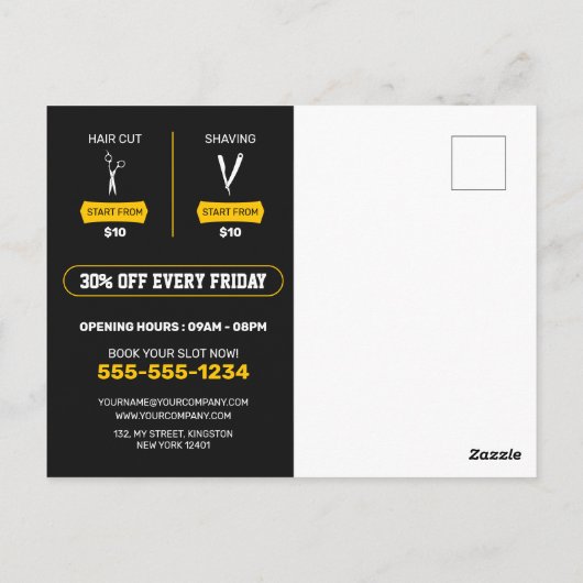 クラシックバーバーショップヘアカットひげそり理容師ショップ ポストカード (裏面)