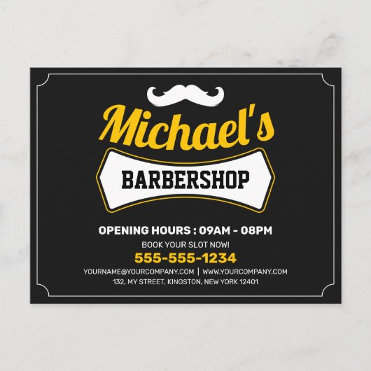 クラシックバーバーショップヘアカットひげそり理容師ショップ ポストカード (正面)