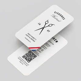 クラシックバーバーショップ理容師モダン赤白青 名刺