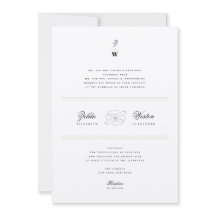 クラシックバーライン二重モノグラムモダン結婚ズ