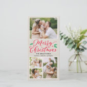 クラシックバーラップメリークリスマスホリデーフォトカード シーズンカード (スタンド正面)