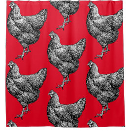クラシックバーレッドプリマスのロックチキンヘン シャワーカーテン