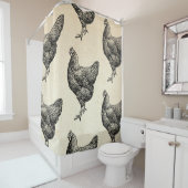 クラシックバーレッドプリマスのロックチキンヘン シャワーカーテン (インサイチュ)