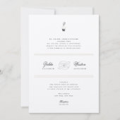 クラシックバー ライン ダブル モノグラム モダン ウェディング 招待状 (正面)