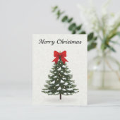 クラシックパインのクリスマスツリー 赤いリボン シーズンカード (スタンド正面)