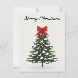 クラシックパインのクリスマスツリー 赤いリボン シーズンカード