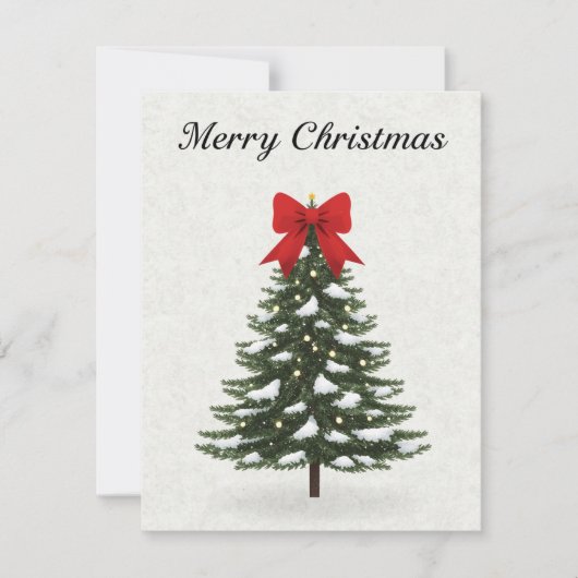 クラシックパインのクリスマスツリー 赤いリボン シーズンカード (正面)