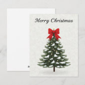 クラシックパインのクリスマスツリー 赤いリボン シーズンカード (正面/裏面)