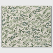 クラシックパインオンクリームリースクリスマスホリデイ ラッピングペーパー (フラット)