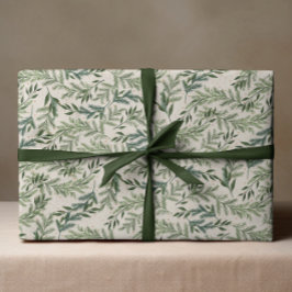 クラシックパインオンクリームリースクリスマスホリデイ ラッピングペーパー