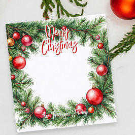 クラシックパインガーランドレッドオーナメント クリスマス ノートパッド