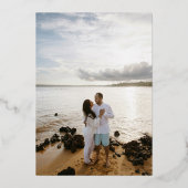 クラシックパウダーブルーモノグラムエレガントウェディング 箔招待状 (裏面)