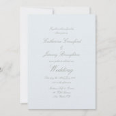 クラシックパウダーブルー結婚リネンの台本 招待状 (正面)