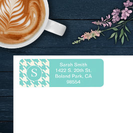 クラシックパター千鳥格子のンアクアブルーとホワイト ラベル