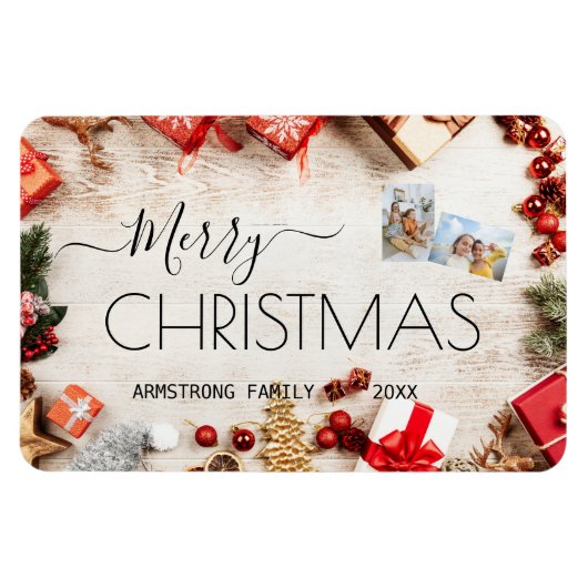 クラシックパーソナライズされたクリスマス マグネット (横)