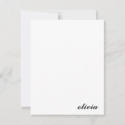 クラシックパーソナライズされたスクリプト名ミニマリストブラック ノートカード (正面)