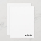 クラシックパーソナライズされたスクリプト名ミニマリストブラック ノートカード (正面/裏面)
