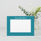 クラシックパーソナライズされたブルーグリーンとホワイトフラット 招待状 (スタンド正面)