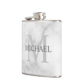 クラシックパーソナライズされたモノグラムと名前マーブルルック フラスク (左)