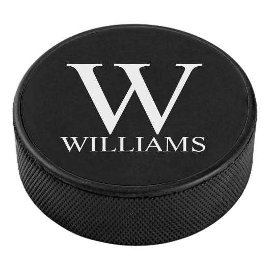 クラシックパーソナライズされたモノグラムと名前 アイスホッケーパック (3/4)