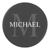 クラシックパーソナライズされたモノグラムと名前 アイスホッケーパック (正面)