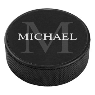 クラシックパーソナライズされたモノグラムと名前 アイスホッケーパック