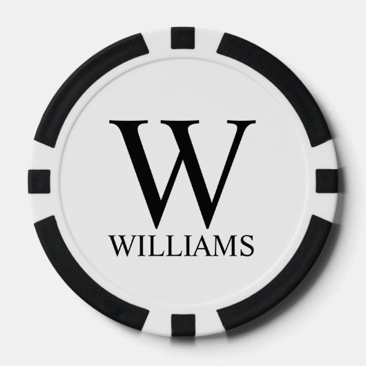 クラシックパーソナライズされたモノグラムと名前 ポーカーチップ (正面)