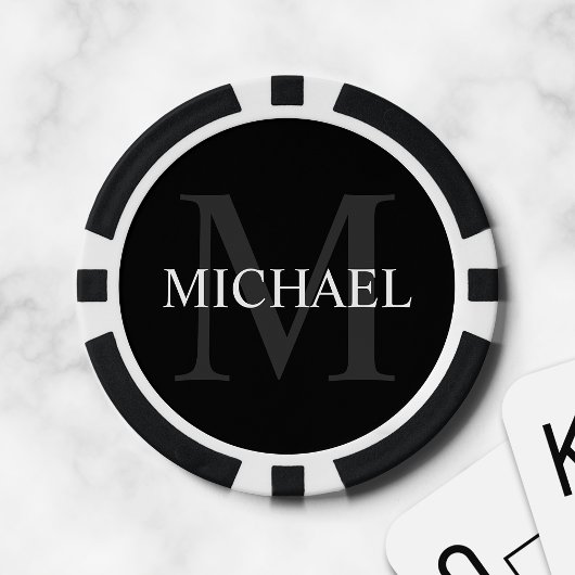 クラシックパーソナライズされたモノグラムと名前 ポーカーチップ