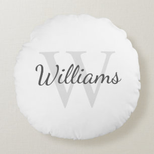クラシックパーソナライズされたモノグラムと名前 ラウンドクッション