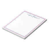 クラシックパーソナライズされた名門私立校風のNotepad |ネイビー&ピンク ノートパッド (回転)
