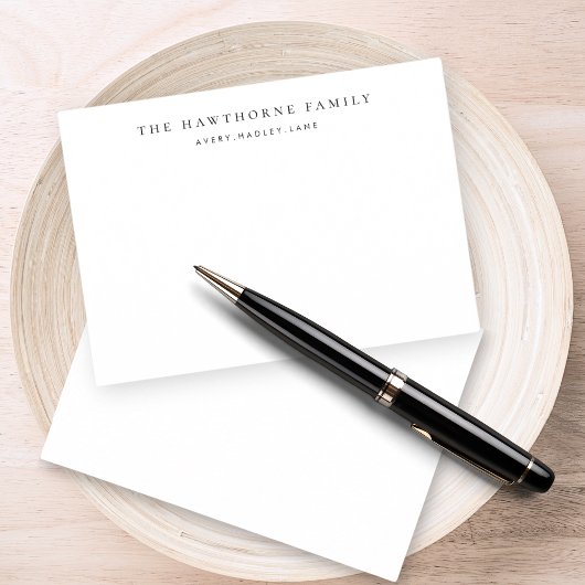 クラシックパーソナライズされた家族モノグラム文房具 ノートカード