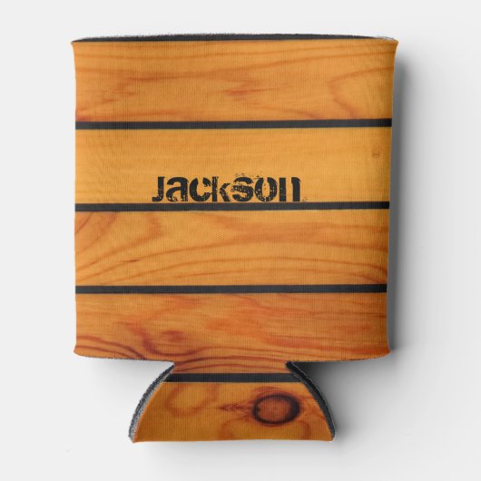 クラシックパーソナライズされた茶色の木製の船台 缶クーラー (正面)