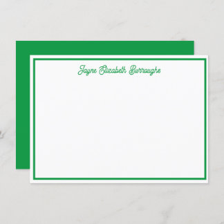 クラシックパーソナライズされたBright Green Note Card 招待状