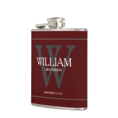 クラシックパーソナライズされたGroomsman Gift Burgundy Flask フラスク (左)