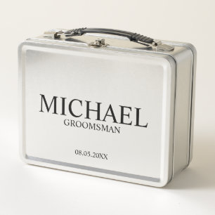 クラシックパーソナライズされたGroomsman Metal Gift Box メタルランチボックス