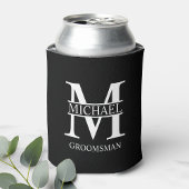 クラシックパーソナライズされたGroomsman Monogramと名前 缶クーラー