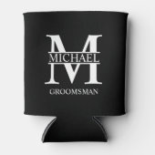 クラシックパーソナライズされたGroomsman Monogramと名前 缶クーラー (正面)