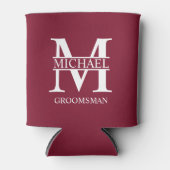 クラシックパーソナライズされたGroomsman Monogramと名前 缶クーラー (正面)
