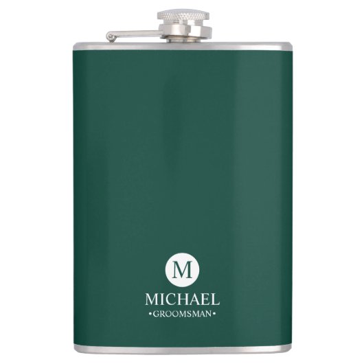 クラシックパーソナライズされたGroomsmen Monogramと名前 フラスク (正面)