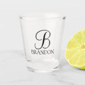 クラシックパーソナライズされたScriptモノグラムと名前 ショットグラス (正面)