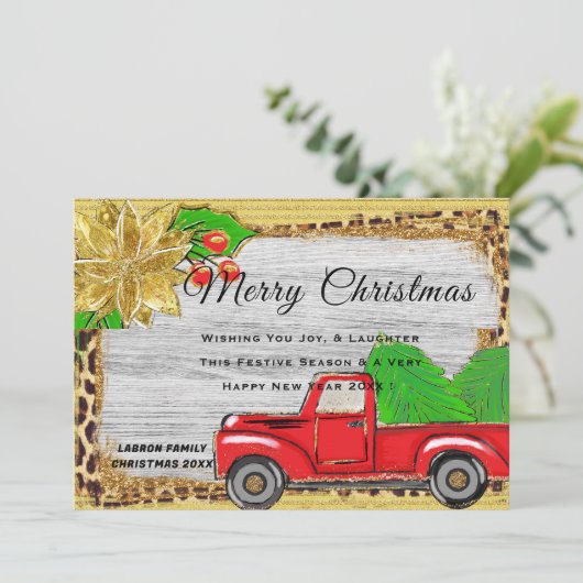 クラシックパーソナライズクリスマスレトロ赤トラック シーズンカード (スタンド正面)