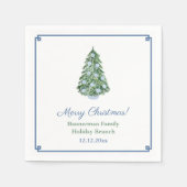 クラシックパーティーブルーグリーンチャイノアイセリークリスマス スタンダードカクテルナプキン (正面)