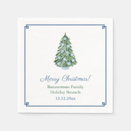 クラシックパーティーブルーグリーンチャイノアイセリークリスマス スタンダードカクテルナプキン