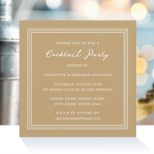 クラシックパーティー金ゴールドサンドスクエア 招待状