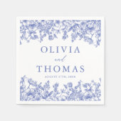 クラシックビクトリアンエレガント青フローラ結婚ズ スタンダードカクテルナプキン (正面)